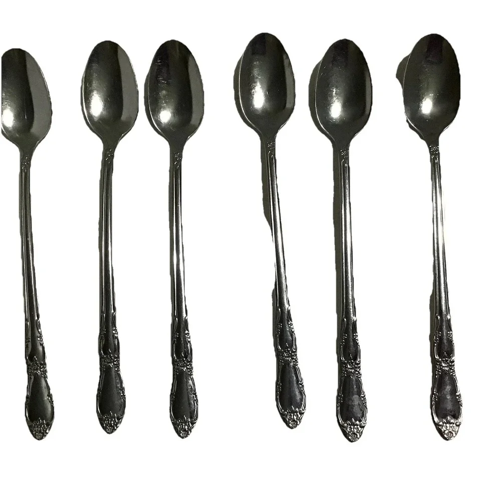 Oneida Mansfield‎ Lot Of 6 Iced Tea Spoons Wm A Rogers Stainless Flatware